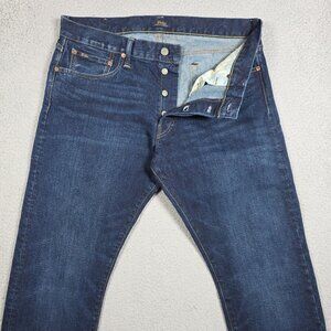 Polo Ralph Lauren Jeans Mens Size 34x32 Dark Wash Varick Slim Straight Whiskers